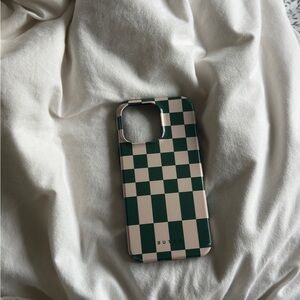 Green and White Checkered Phone Case